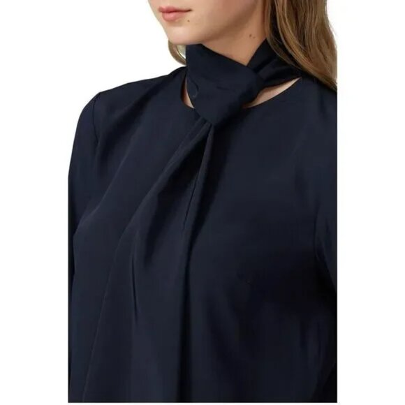 Tibi Navy Tie Neck Shift Dress - Picture 2 of 10